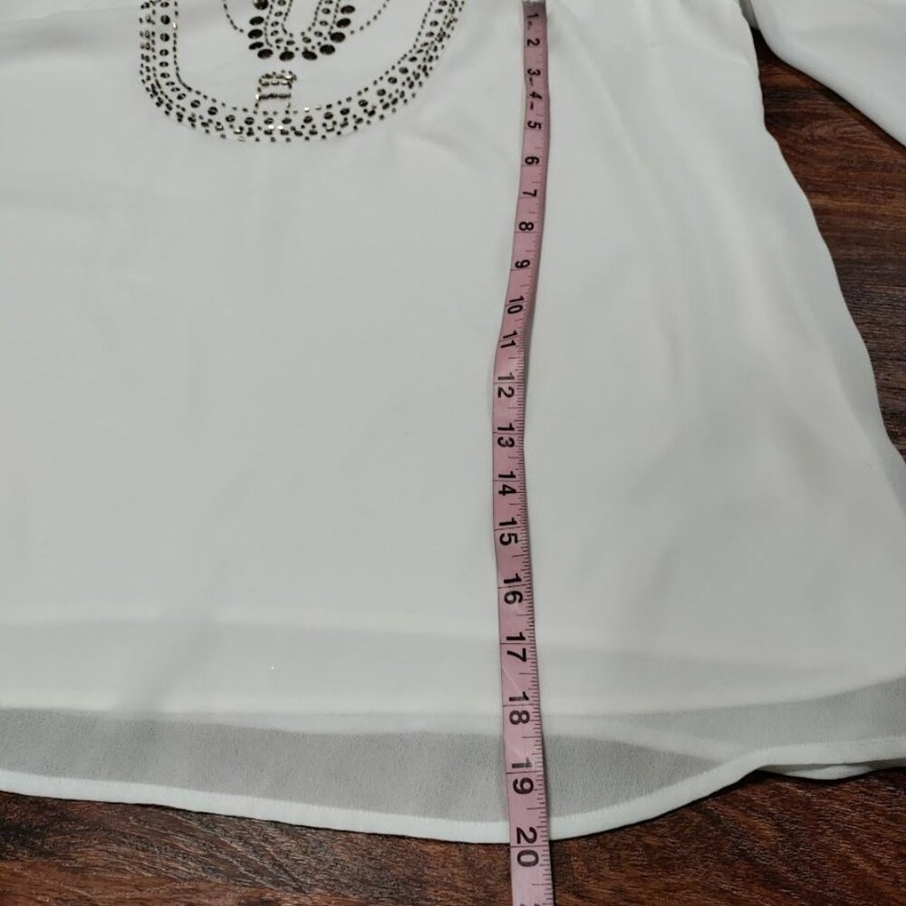 Maggie Barnes White Beaded Whimsy Artsey Lagenlook Gauzy Boho Mini Dress 14,NWT - Picture 9 of 10
